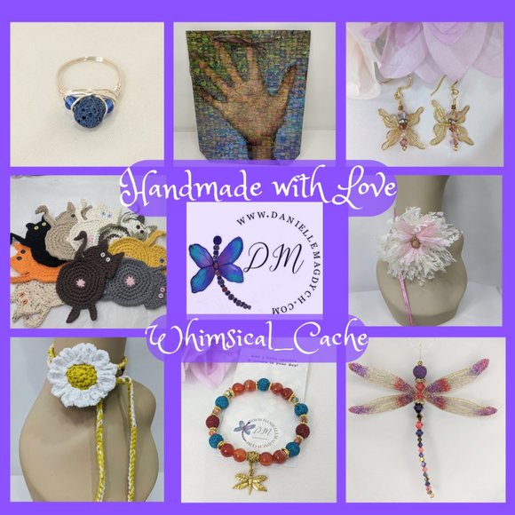 Hand Crafted Gift Ideas Whimsical Cache Jewelry Crochet Handmade Upcycle Lace - Picture 2 of 15